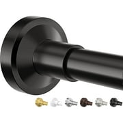 Adjustable Tension Curtain Rod, Non-Slip Stainless Steel Shower Curtain Rod, Rust-Resistant Telescoping Rod for Bathroom, Kitchen, Dorm, RV, No Drilling, Easy to Install, Black